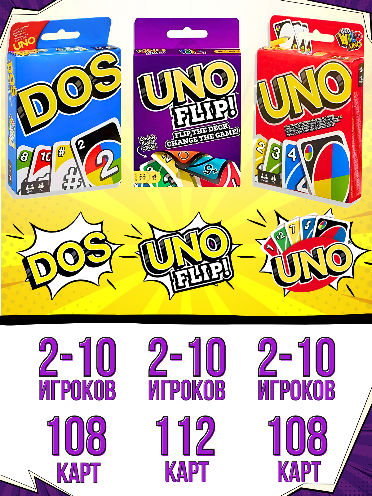 Набор карточных игр UNO — фото 1