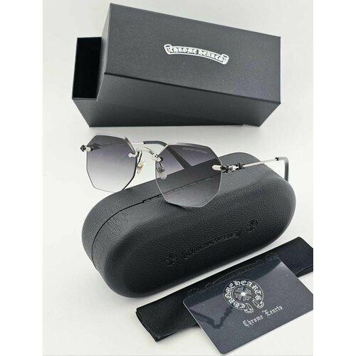 Солнцезащитные очки Chrome Hearts, черный, серебряный
