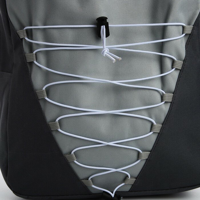 Рюкзак школьный текстильный со шнуровкой, 38х29х11 см, серый