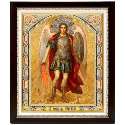 Архангел Михаил, Архистратиг (лик № 142), икона в деревянном киоте 22*25,5 см