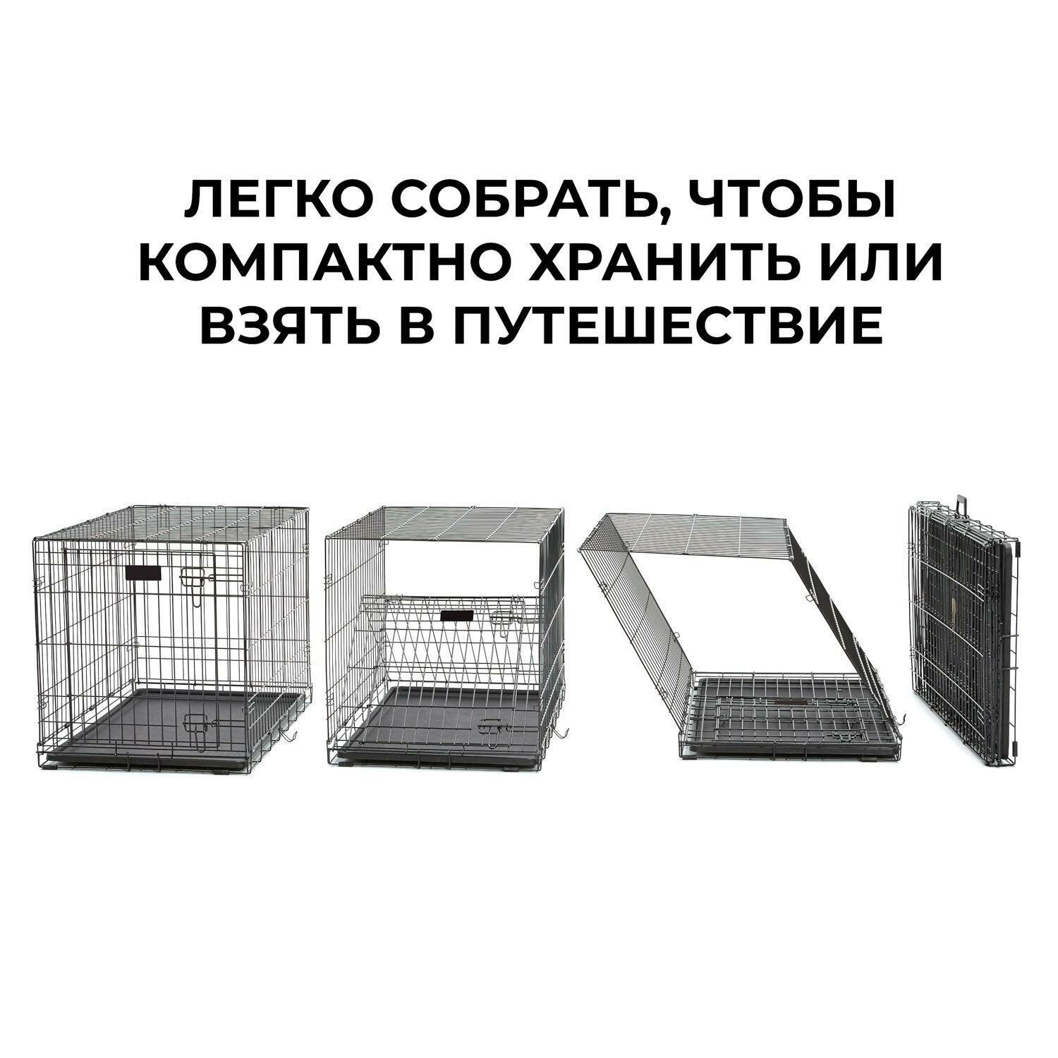 MidWest Клетка для собак Ovation с торцевой вертикально-откидной дверью,черный,95*59*64см - фото №10