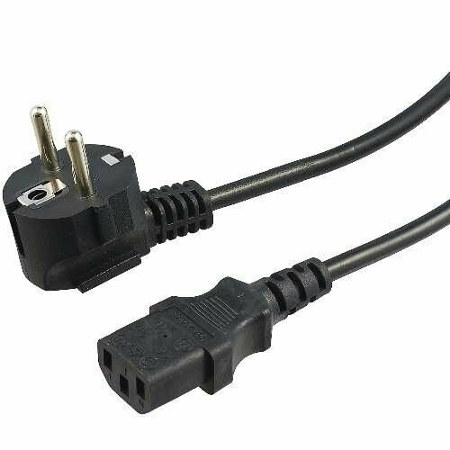 Кабель питания Wize CAC10-EU-C13-3M VDE угловая евровилка CEE7-7(S22) - IEC C13 на C13 220В 3*0.75мм - 3 метра чёрный