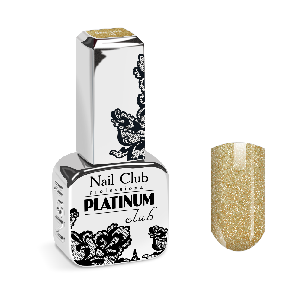 Nail Club professional Эмалевый гель-лак для ногтей с липким слоем PLATINUM CLUB 166 Glitter Sand, 13 мл.