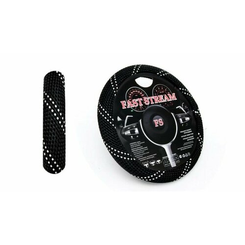 Оплетка руля L 39-40 см с полосками черная