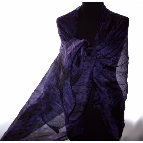 Шарф ,195х90 см, универсальный, черный, фиолетовый