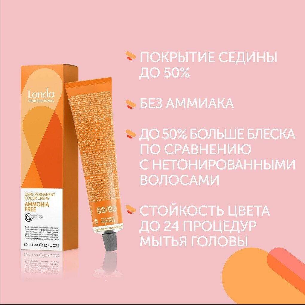 Интенсивное тонирование Ammonia free 8/0 светлый блонд, 60 мл LONDA PROFESSIONAL - фото №19