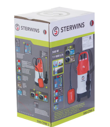 Насос погружной дренажный Sterwins CDW-3 для грязной воды, 11000 л/час