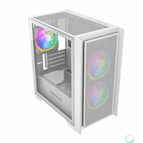 Powercase Alisio Micro Z3W ARGB, Tempered Glass, 3x 120mm ARGB fan, белый, mATX (CAMZW-A3)