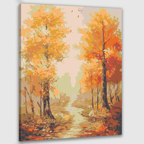 картина маслом осенний пейзаж поздняя осень Картина по номерам 50х40 Осенний пейзаж