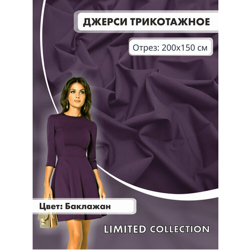 Ткань для шитья RUSER трикотаж джерси вискозный отрез 200150 см баклажан 2600₽