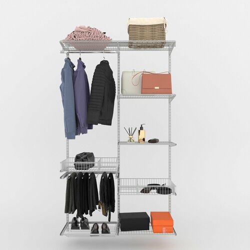 Гардеробная система LIGROOM с выдвижными элементами №1, 1200х400х2022 мм, Белая