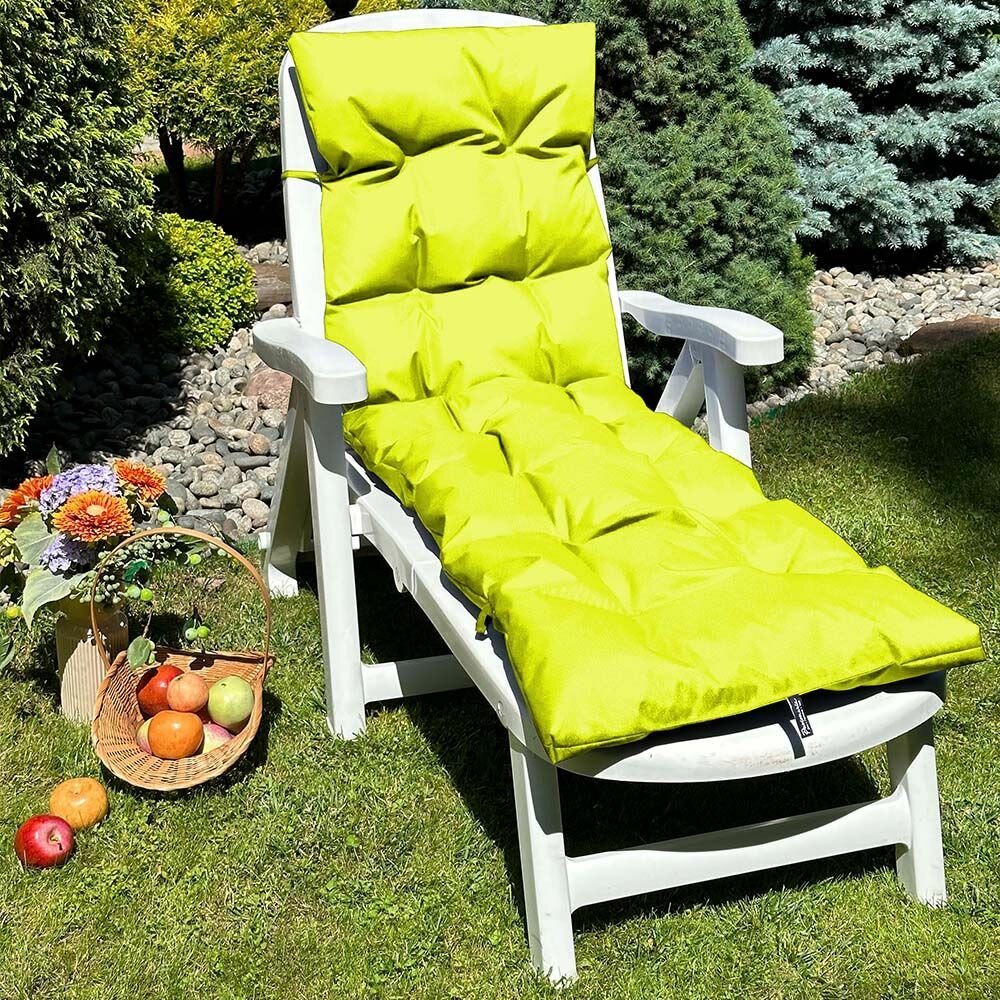 Матрас для садовых качелей PASIONARIA большая непромокаемая мягкая подушка с завязками для уличной мебели универсальное сиденье для шезлонга 50х180 см светло-серый