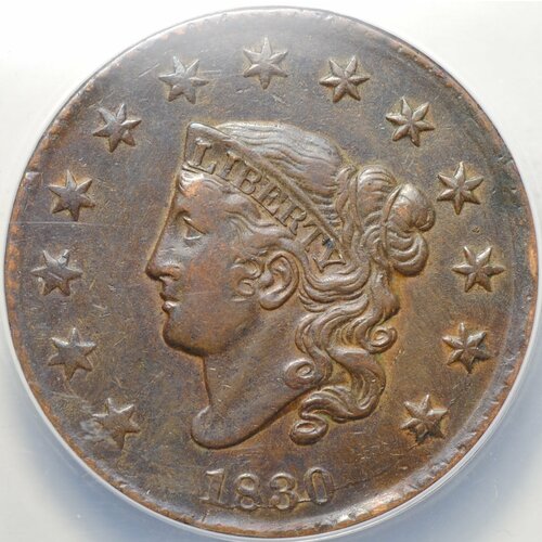 Монета 1 цент 1830 США