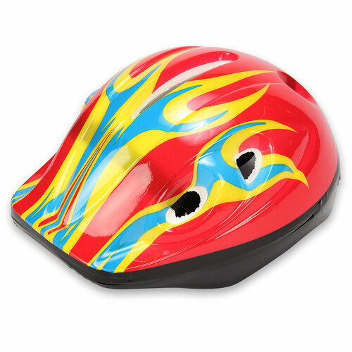 Шлем детский защитный для катания на велосипеде, самокате, роликах, скейтборде, обхват 52-54 см, размер М, 25х20х14 см, красно-желтый – 1 шт