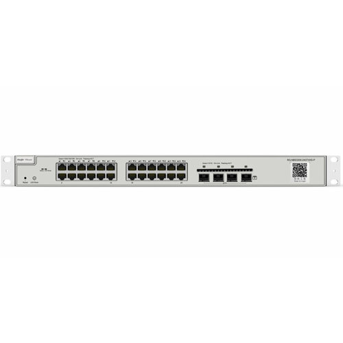 Reyee 24-Port 10G L2 Managed POE Switch 24 Gigabit RJ45 POEPOE Ports 4 10G SFP Slots 370W PoE power budget19-inch Rack-mountable Steel Case 28039₽
