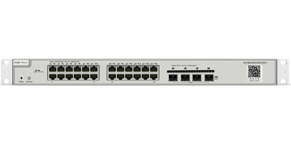 Reyee 24-Port 10G L2 Managed POE Switch, 24 Gigabit RJ45 POE/POE+ Ports, 4 *10G SFP+ Slots, 370W PoE power budget,19-inch Rack-mountable Steel Case