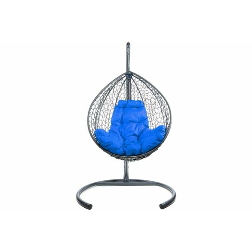 Подвесное кресло M-group капля складной, с ротангом серое синяя подушка подвесное кресло m group капля ротанг серое синяя подушка