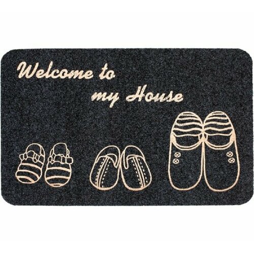 Коврик влаговпитывающий ComeForte «велюр» тапочки 50х80см, серый