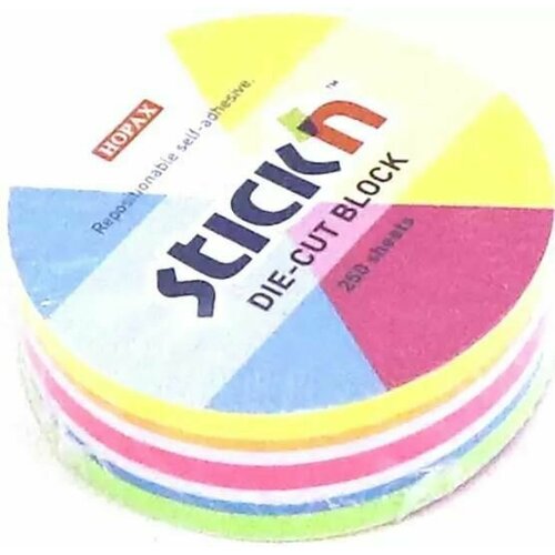 Блок бумаги для заметок с клеевым краем 67 67мм 250 листов 6 цветов Неон Круг 26570 упаковка 18 шт 4070₽