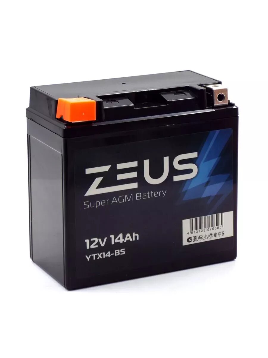 Аккумулятор гелевый для мотоцикла ZEUS SUPER AGM 14 Ач