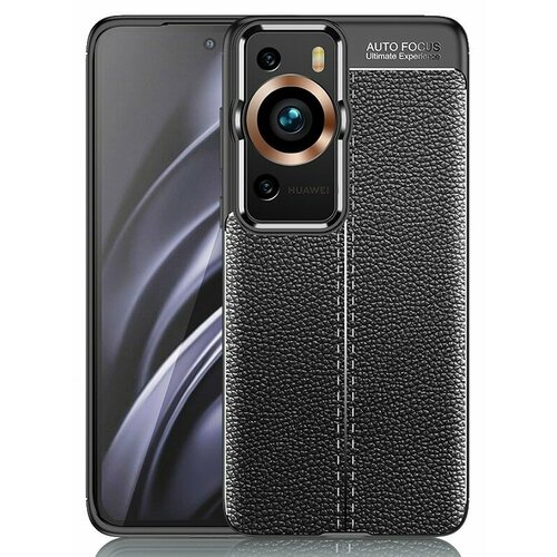 Накладка силиконовая для Huawei P60 / Huawei P60 Pro под кожу чёрная накладка силиконовая для huawei mate 60 pro под кожу чёрная