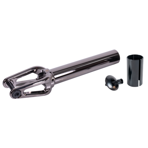 Вилка для X-Treme самоката, Yuri Fuzz, AL 7075 (SCS/HIC 24x110мм колеса) neo black серебристый, черный