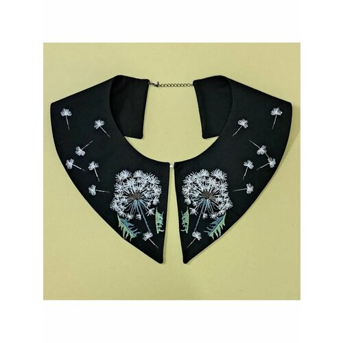 Воротник съемный с вышивкой льняной Одуванчик