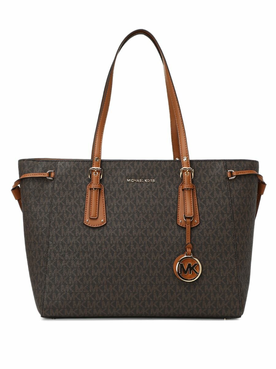 фото Женская сумка тоут на плечо Michael Kors Voyger коричневая