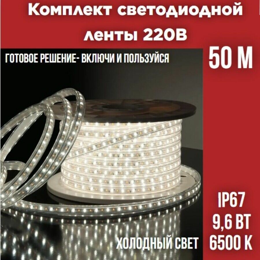 фото Комплект уличной светодиодной ленты 2835-120 9,6Вт 6500K IP67 220В 15м