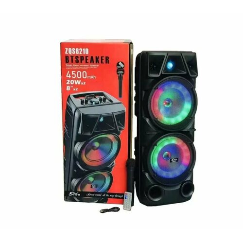 Портативная колонка BT Speaker ZQS-8210 с караоке черный 999900₽