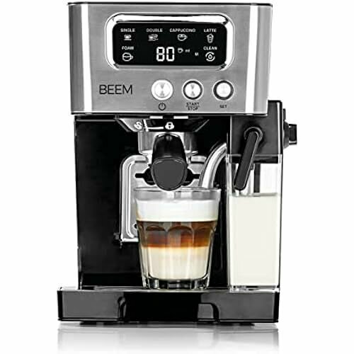 Портафильтр-машина BEEM ESPRESSO-LATTE -15 бар Кофейные напитки - как у бариста С резервуаром для молока 04 л и резервуаром для воды 14 л Консистенция молочной пены выбирается индивидуально черный-серебристый 4301600₽