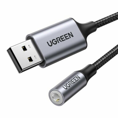 Адаптер переходник (звуковая карта) USB 2.0 аудио 3, 5 мм, 0, 25 м, черный (CM477) Ugreen