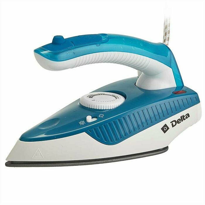 Утюг электрический Delta DL-430Т со складной ручкой паровой удар белый с синим