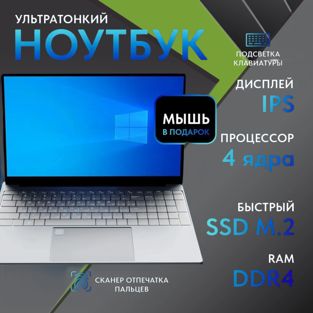 Ноутбук 15.6", Intel Celeron N5095 (2.9 ГГц), RAM 16 ГБ, SSD 256ГБ, Intel UHD Graphics, Windows 11 ,Светло - серый ,Русская раскладка IPS Full HD 1920x1080
