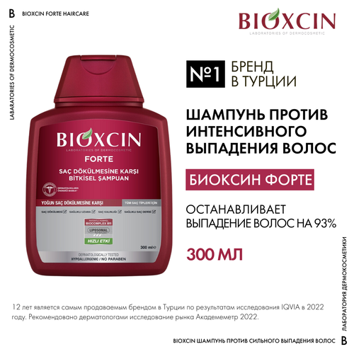 Биоксин Шампунь против интенсивного выпадения волос для женщин и мужчин Bioxcin 300мл