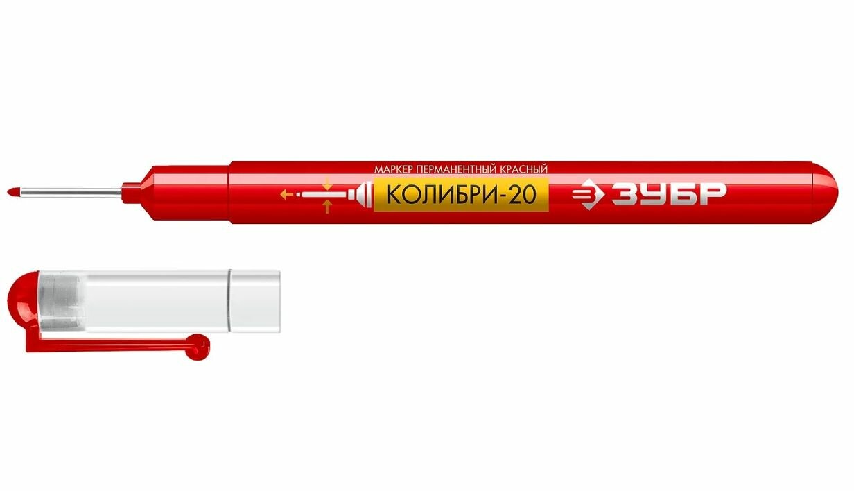 Разметочный Инструмент Маркер перманентный для отверстий ЗУБР Колибри 0.7 мм красный