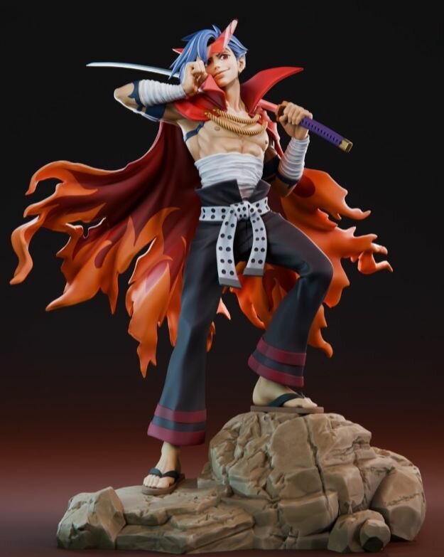 Коллекционная фигурка Камина Дзиха Гуррен Лаганн Kamina Dziha Gurren Lagann 15см Раскрашенная