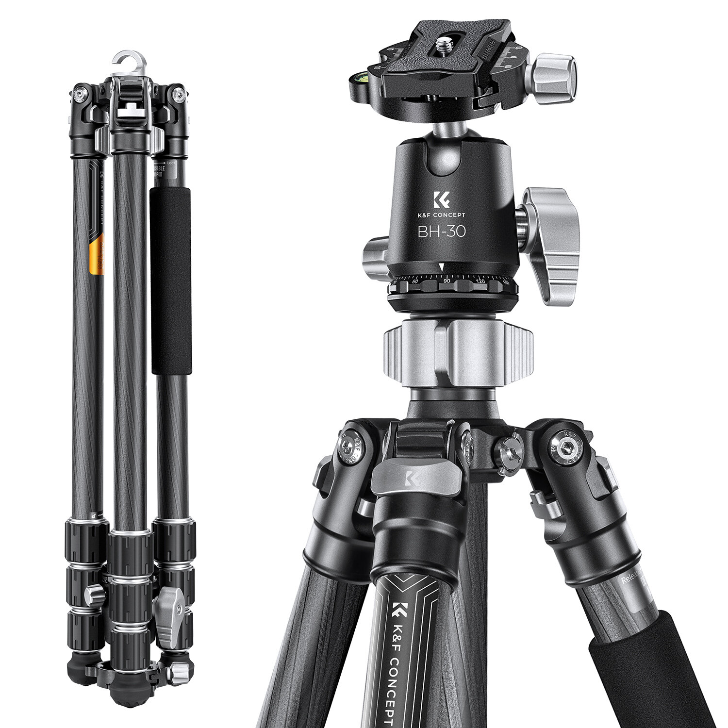 Штатив K&F Concept X254C4 + BH-30 KF09.116 Карбон