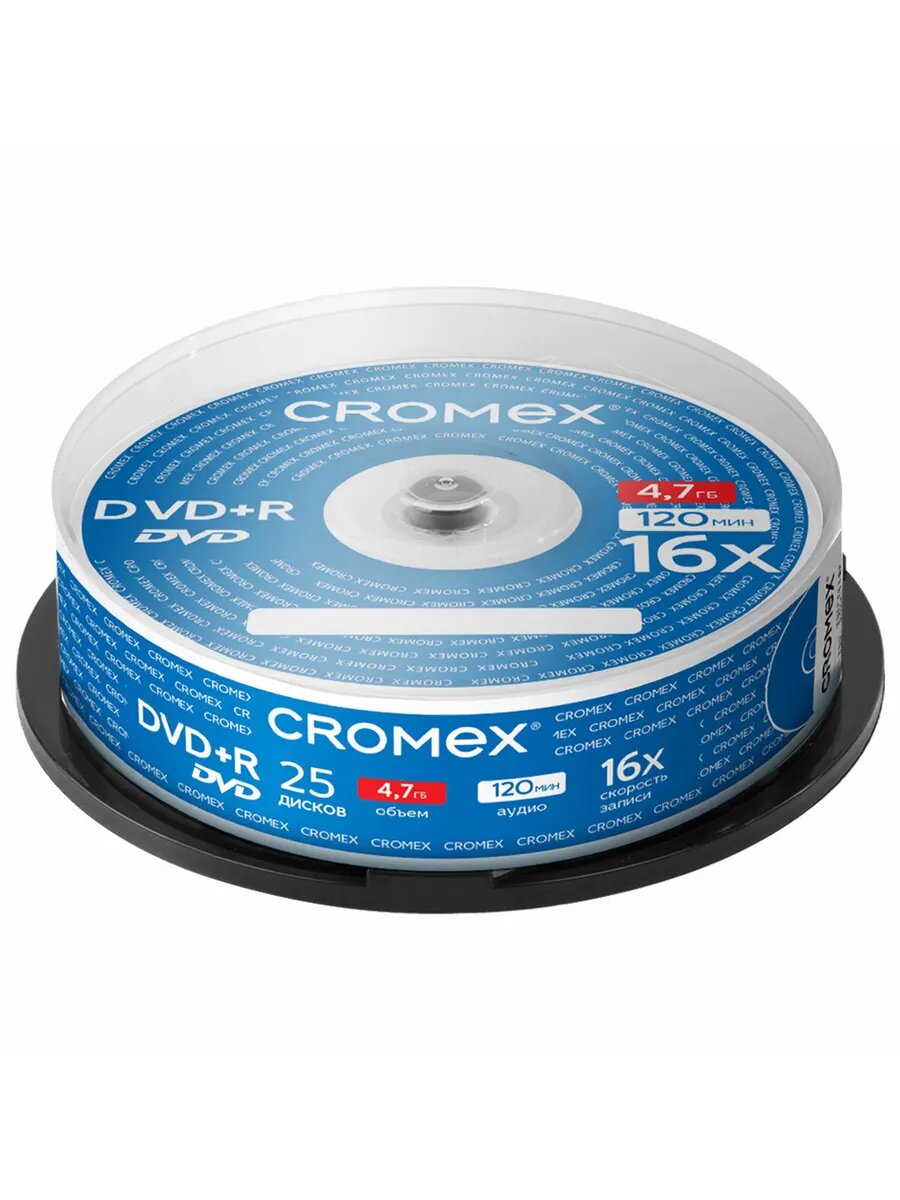 Диск DVD+R (плюс) CROMEX, 4,7 Gb, 16x, комплект 25 шт.