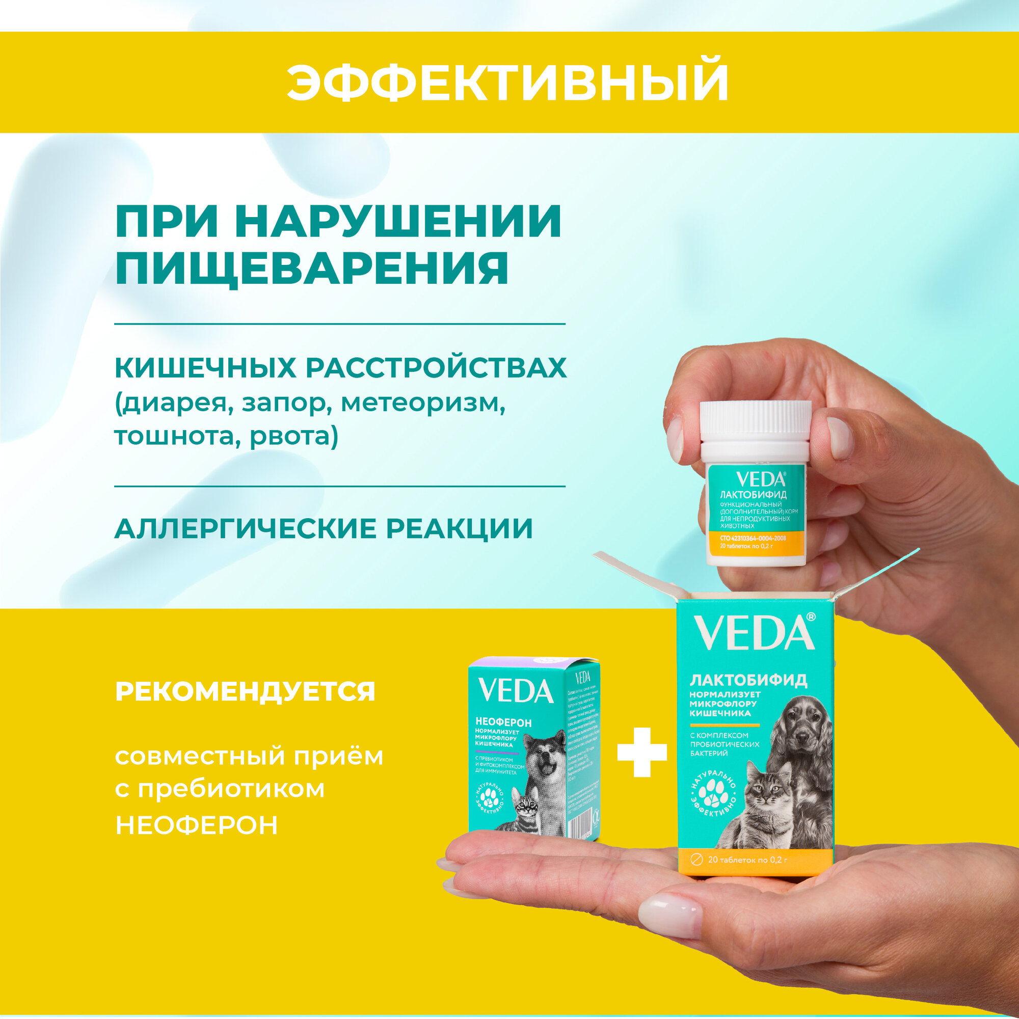 Лактобифид, пробиотический функциональный корм, 2 шт, VEDA — фото 1