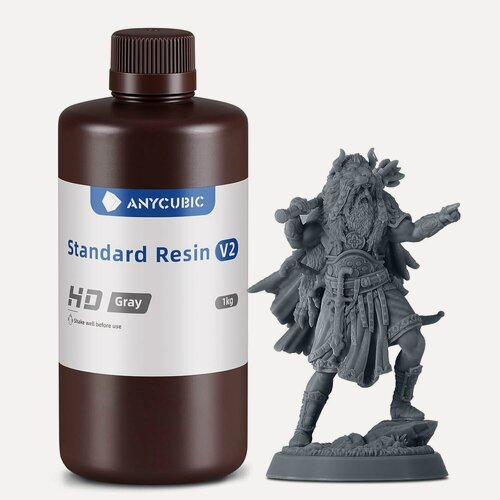Изображение товара Фотополимерная смола Anycubic Standard Resin V2, HD серый, 1 л.