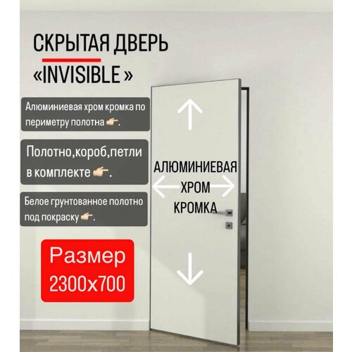 Скрытые межкомнатные двери в алюм. кромке invisible подкраску. Размер 2300х700 комплект