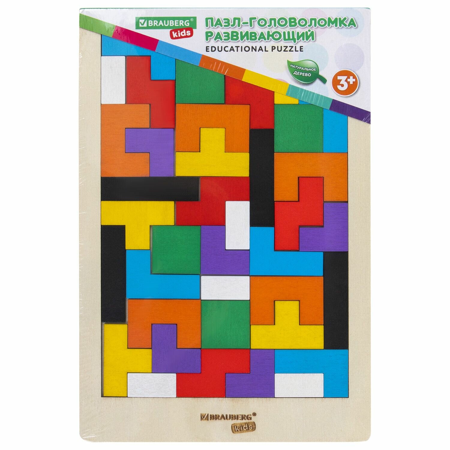 Головоломка Brauberg развивающая деревянная "Тетрис" цветной, 18х27 см