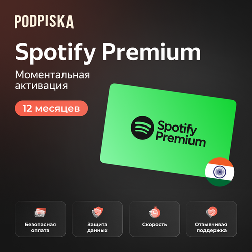 Индивидуальная подписка Spotify Premium Индия 12 месяцев (1 год ...