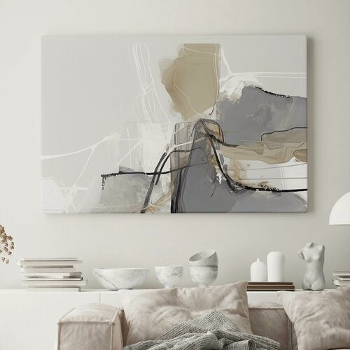 Изображение товара Интерьерная картина "Абстракция в сером" на холсте, большая, размер 40 на 60/ 40х60 см