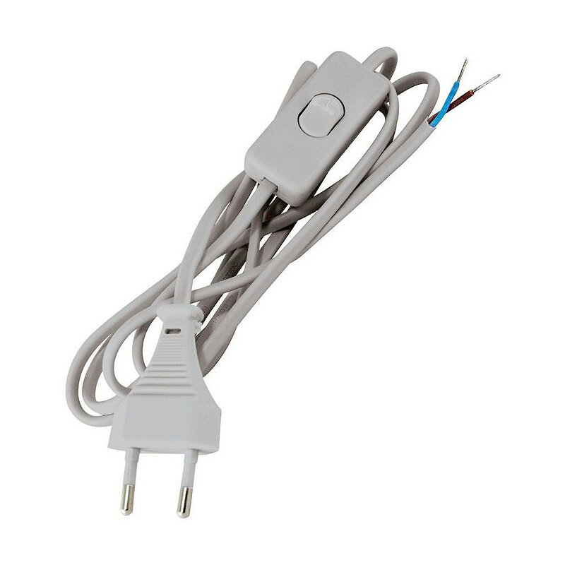 Шнур сетевой с вилкой TDM ШУ01В с выключателем серебро 2 м