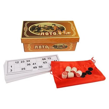 Настольный игра лото , Лото деревянная, 90 бочонков, 24 карточки, 40 фишек, тканевый мешок, пр. Китай — фото 1