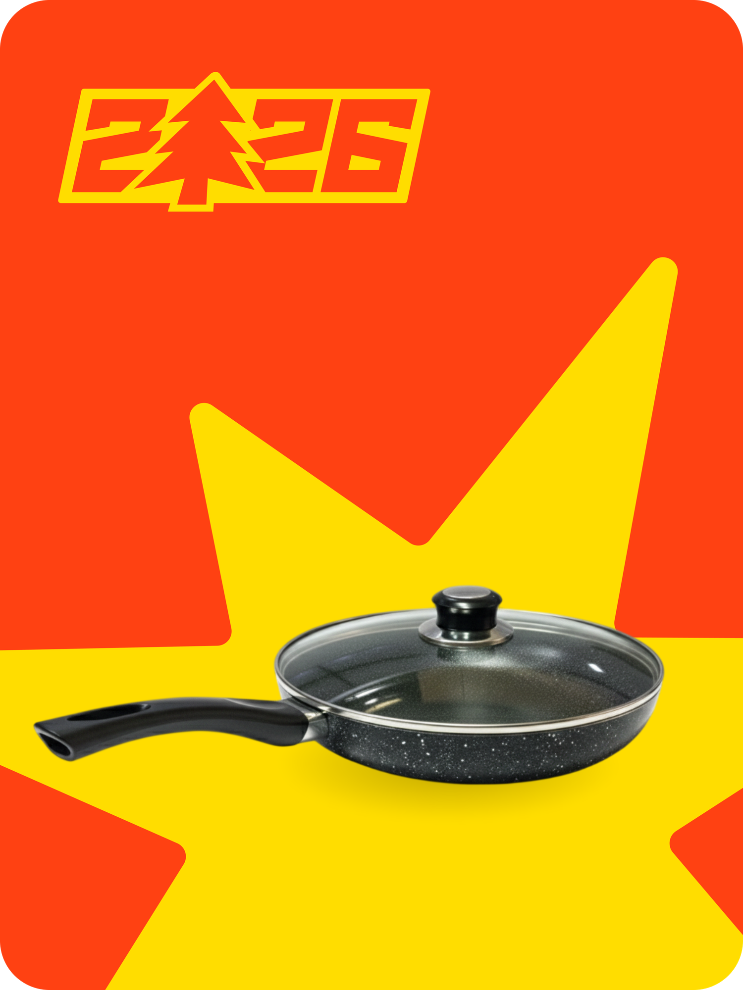 Сковородка с крышкой, гранитное покрытие, для всей семьи 26см подарочная упаковка,