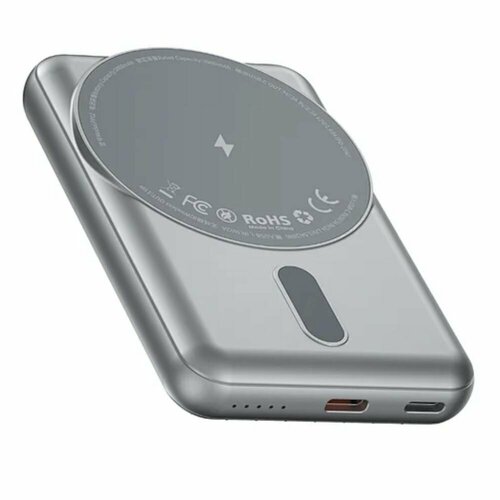 Доп акб WiWU PP02 на 5000мАч с магнитной беспроводной зарядкой 15 Вт для iPhone 13/14, серебристый