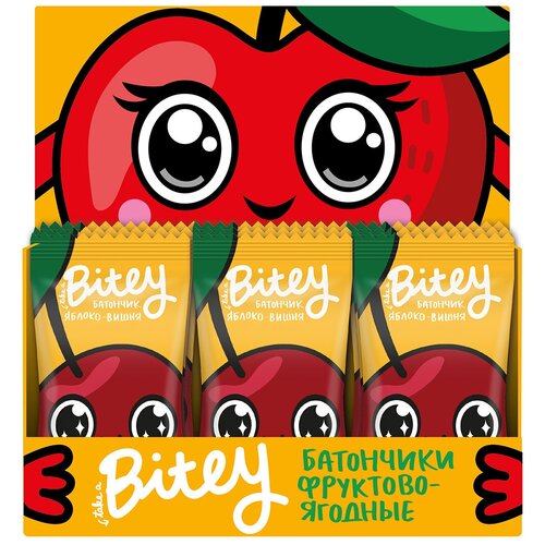 фото Фруктовый батончик bitey box без сахара яблоко-вишня, 30 шт